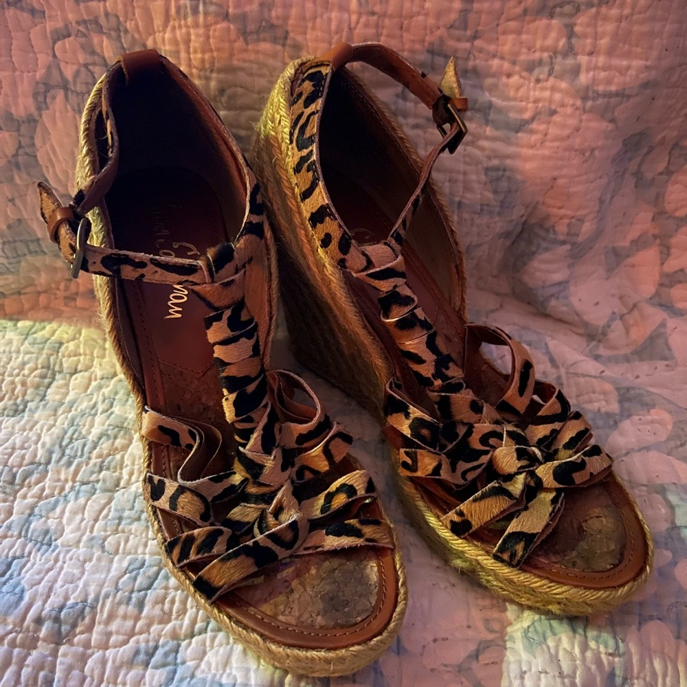 Sam Edelman Brown Black Platform Sandals with Intricate Straps